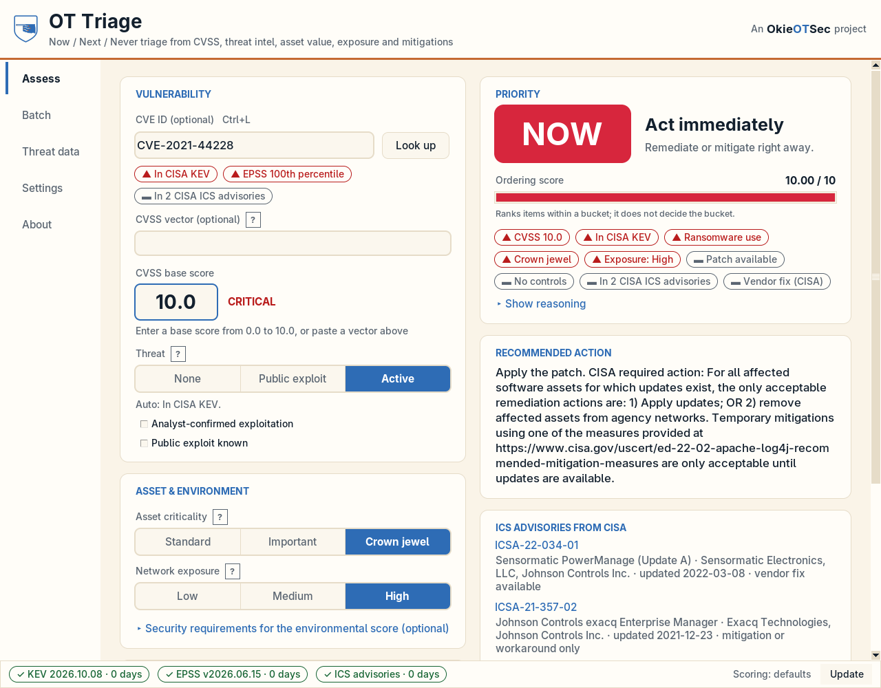 The Assess view in the light theme